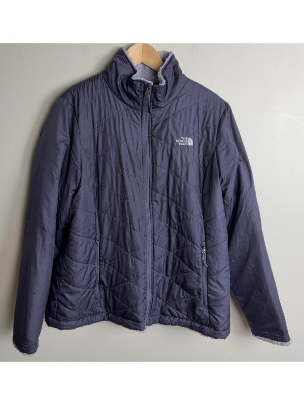 The North Face Reversible Quilted Fleece Lined Jacket Purple Size XL Women’s